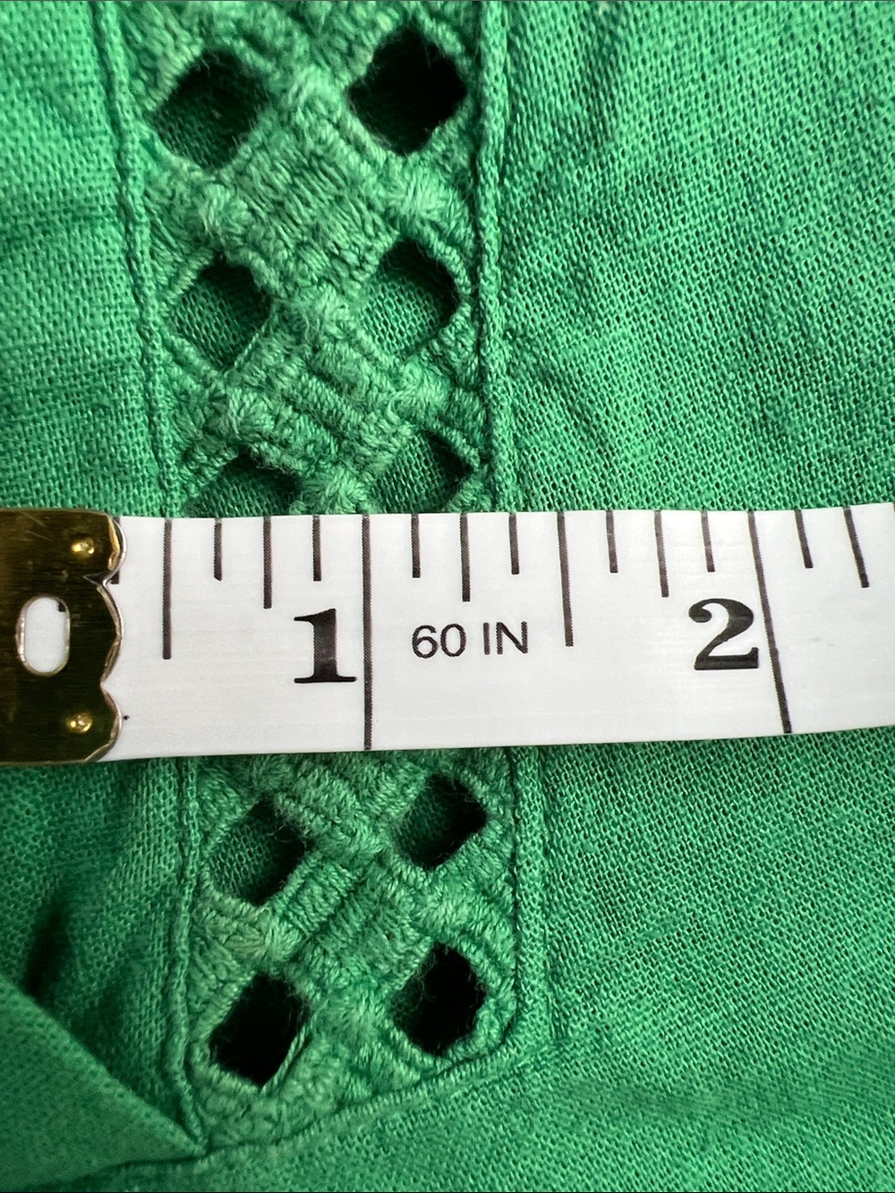 Liz Claiborne | Kelly Green V-Neck Crochet Trim Dolman Sleeve Tunic Size XL - Picture 16 of 16